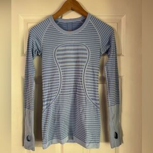 lululemon athletica Blue Striped Long Sleeve Top